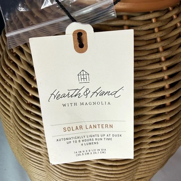 Hearth & Hand Woven  Lantern - Tan 14 inch x 9 1/2 inch (No Solar) NWT - Picture 6 of 7